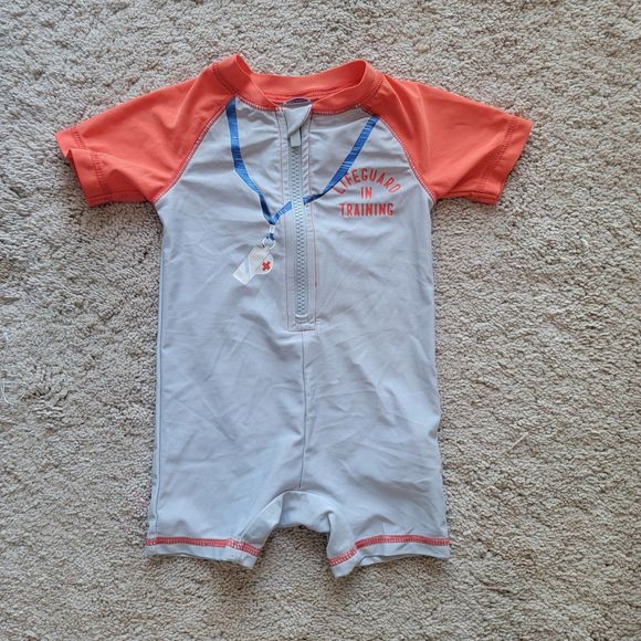 Old Navy Lifeguard Rashguard Swimsuit Size 6-12 M - Picture 1 of 4